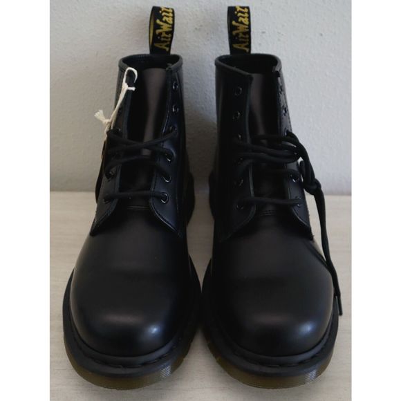 Dr. Martens Men 11 Women 12 Black 101 YS Smooth Leather Lace-Up Ankle Boots - Picture 2 of 12